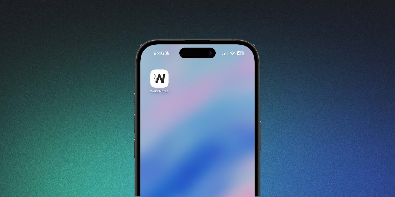 WakeNotes installed on an iPhone home screen